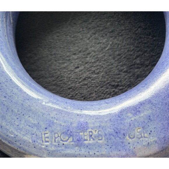 Vintage "The Potter's House" Folk Art Glazed Pottery Ring Flask Bottle - Picture 9 of 11